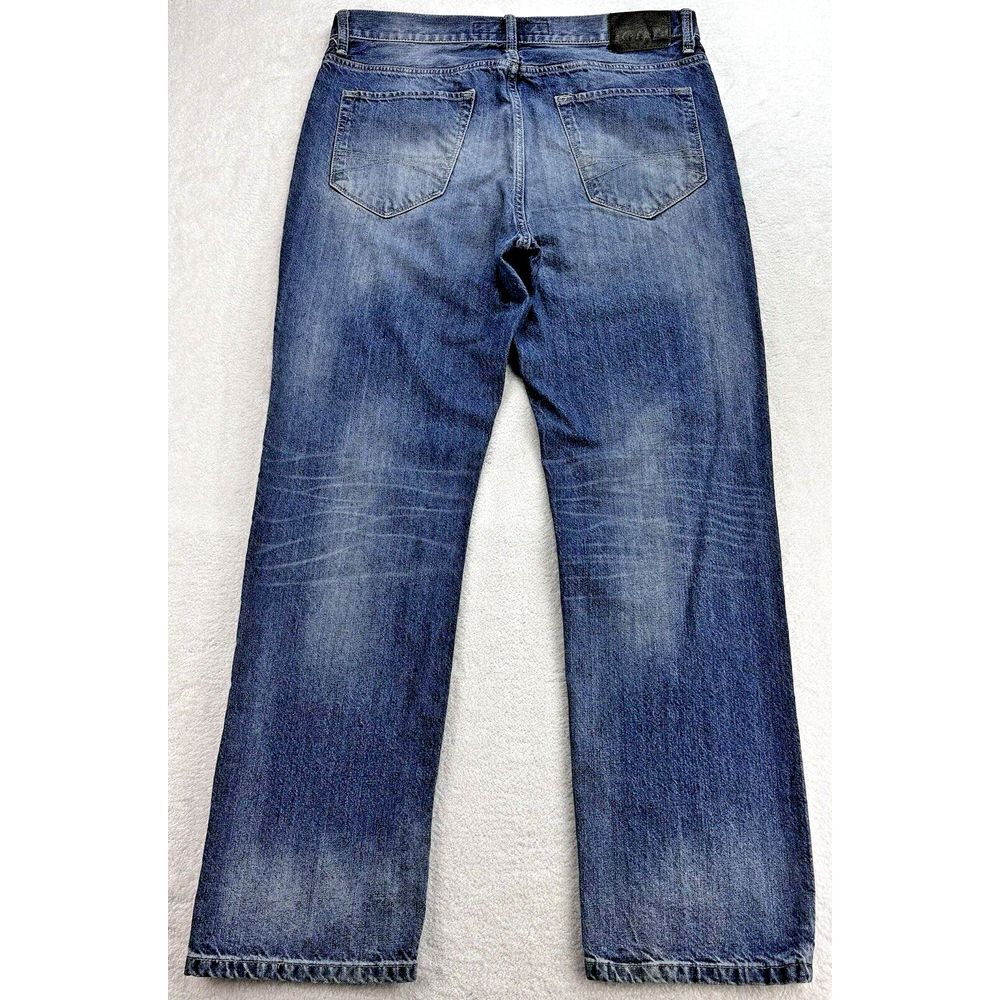 Express‎ Jeans Men 34Wx32L Blue Selvedge Denim Straight Leg Med Wash